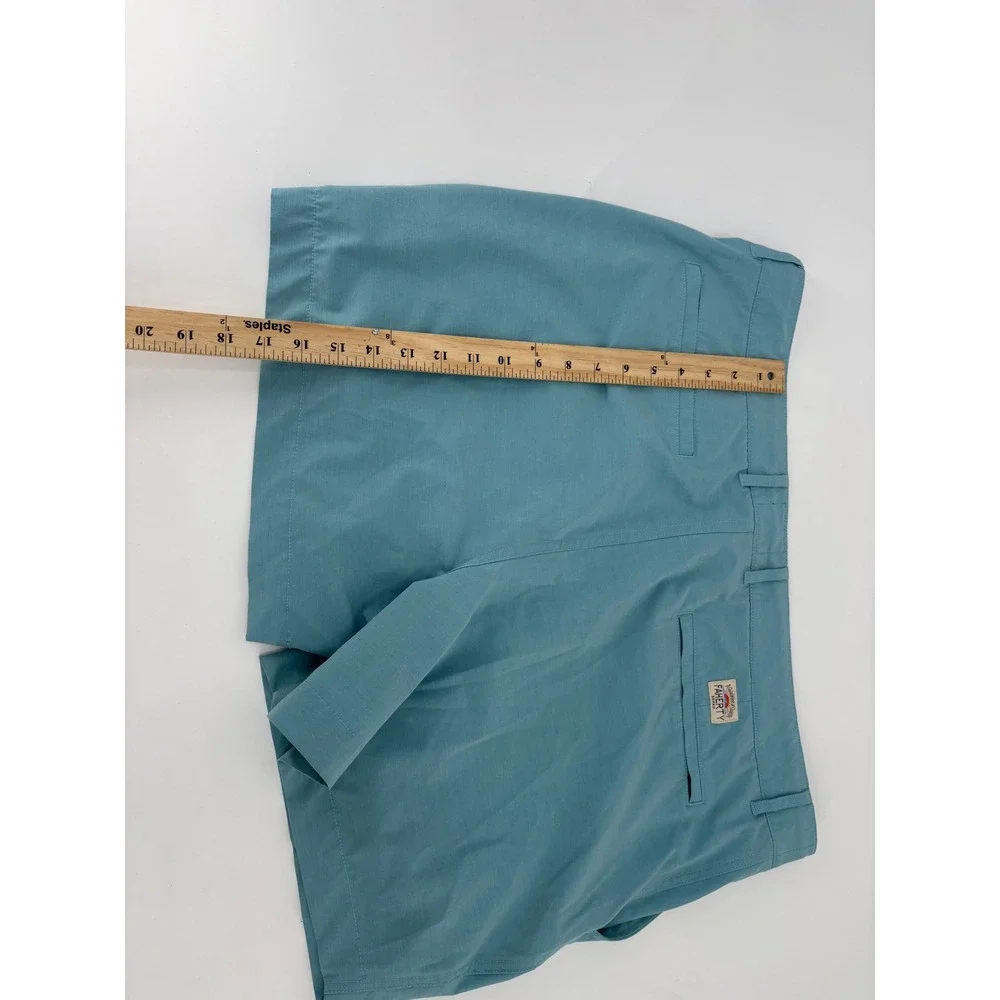 Faherty All Day Shorts Mens 40 Teal Blue Hybrid Quick Dry Stretch Flat Front